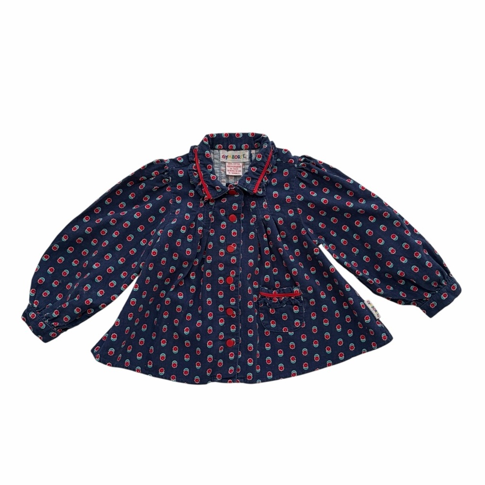 Gymboree Vintage Navy and Red Polka Dot Blouse